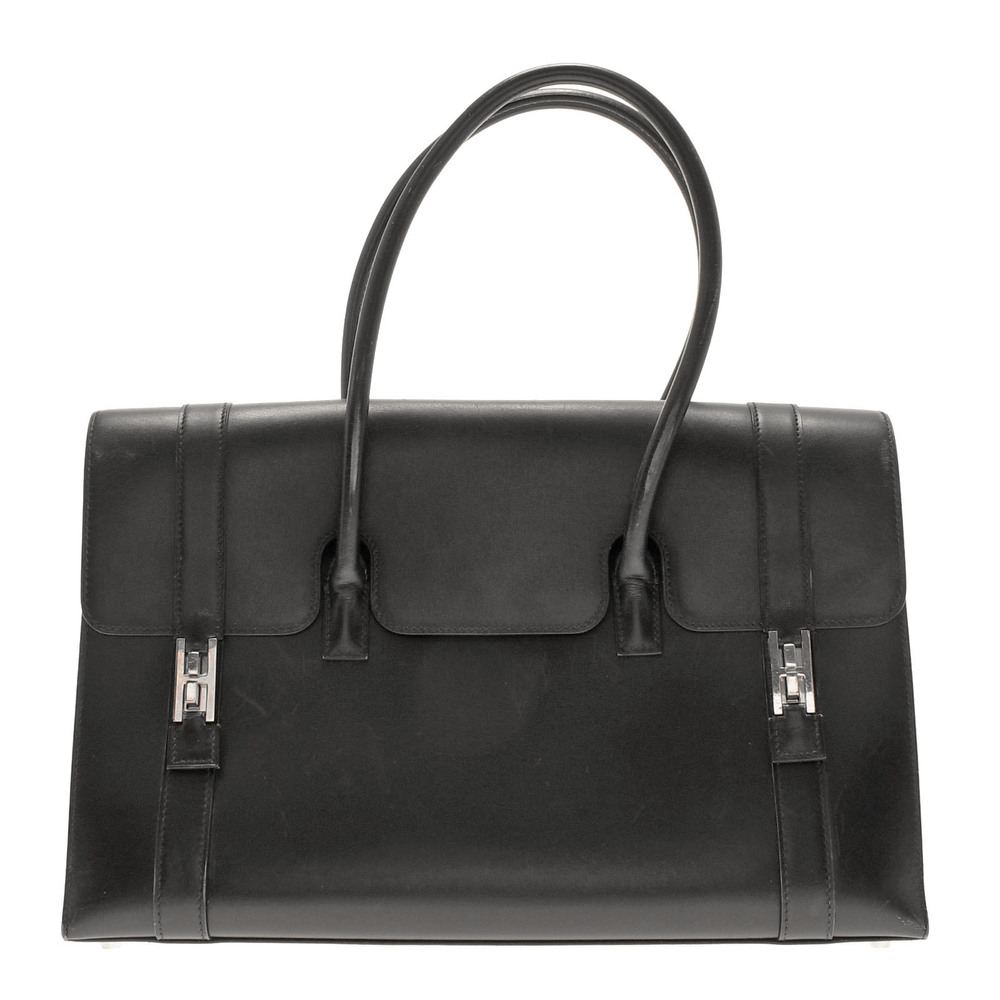 Hermes Drag Handbag Black Palladium Calf Tote Bag